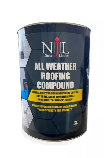 Njl All Weather Roofing Compound Bitumen Waterproof Flat Roof Paint Coating 5L