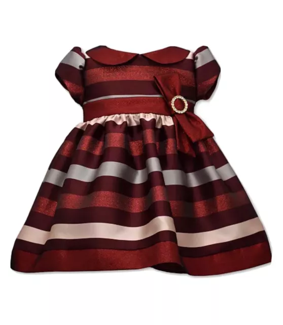 BONNIE BABY Baby Girls Jacquard Striped Dress 3-6M