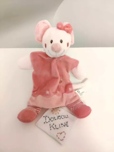 Doudou Plat/Mouchoir Souris Rose Blanc - Simba Toys Nicotoy