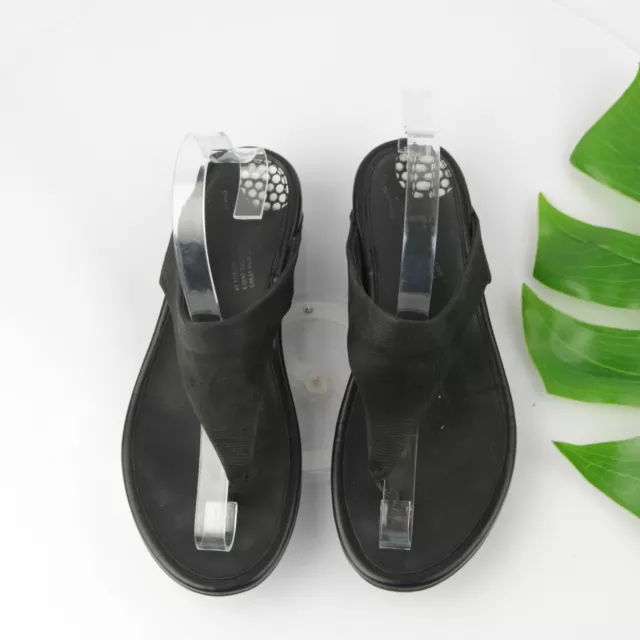 Fitflop Women's Banda Flip Flop Slide Sandal Shoe Size 8 Black Leather Toning