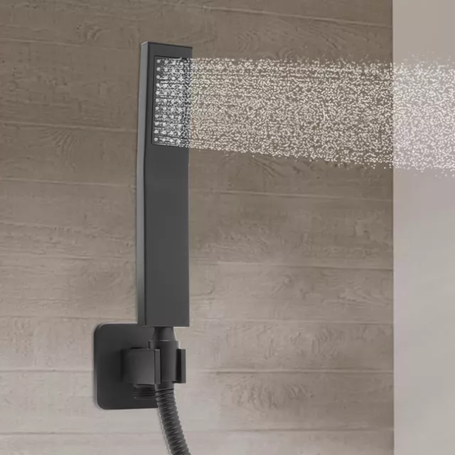 BRASS HAND HELD Shower Square Head Matte Black High Pressure for