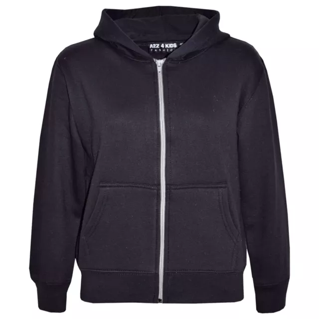 Bambine Unisex Semplice Pile Felpa con Cappuccio Nera Zip Stile Età 2-13 Anni