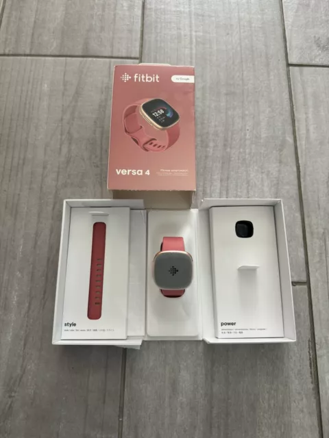 Reloj inteligente Fitbit Versa 4 Fitness GPS, arena rosa/cobre rosa aluminio