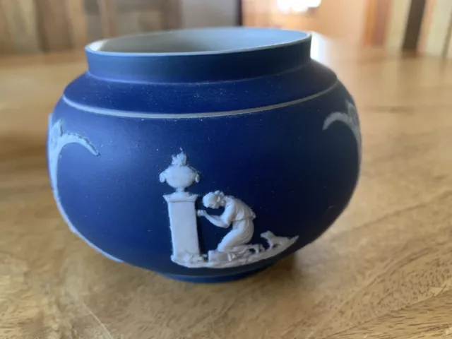 Antique Adams Tunstall Jasperware Blue Sugar Bowl
