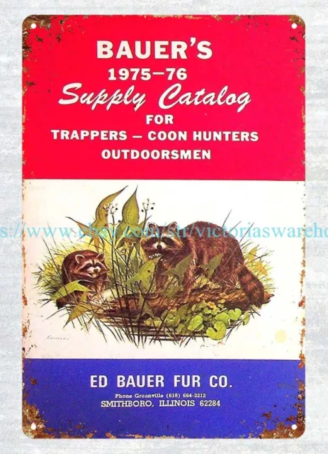 1979 Lindner Root Fur Hunting Trapping Supplies Illinois metal tin sign