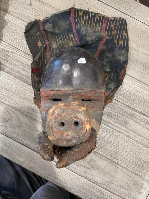 African Tribal Dan Liberia Mask Figure Statue — Africain Carved Wood Art