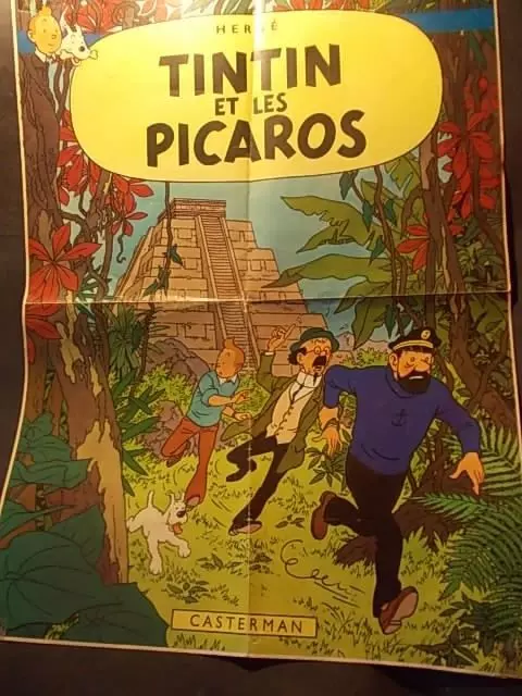 Hergé Tintin et les Picaros Casterman 1976 Grande Affiche promotionnelle 54 cm !