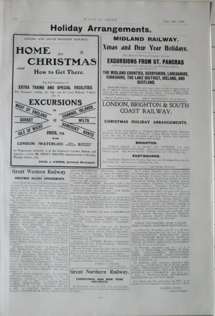 1903 Stampa Vacanza Composizioni Annunci Midland Ferrovia Londra Waterloo