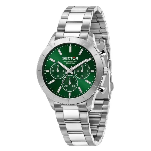 Sector Orologio uomo multifunzione 270 cassa acciaio 41 mm quadrante verde