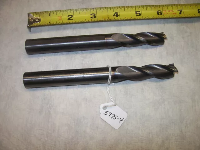 End Mill (2) Used GARR 5/8" Diameter (5/8x6x2)  "3" Flute Solid Carbide End Mill