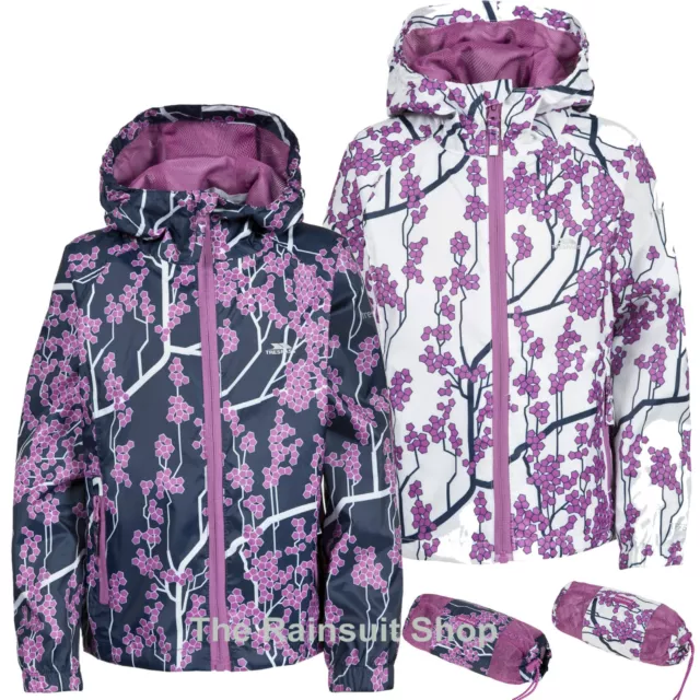 Giacca Antipioggia Con Cappuccio Trespass Ragazze Stampata Impermeabile Packaway Cappotto Bambini