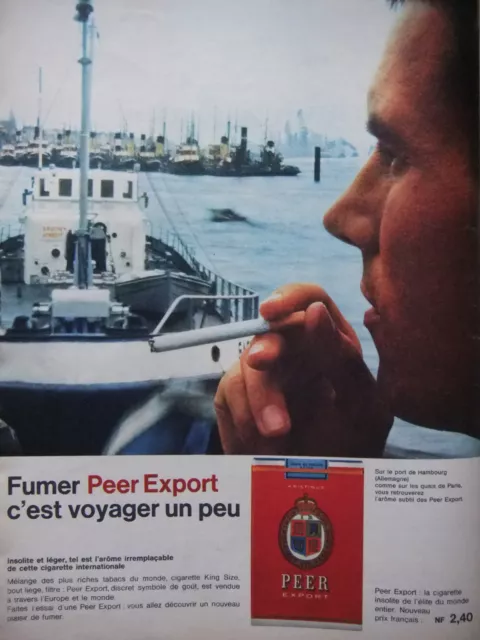 Publicité De Presse 1962 Cigarettes Peer Export - Port Hambourg - Tabac