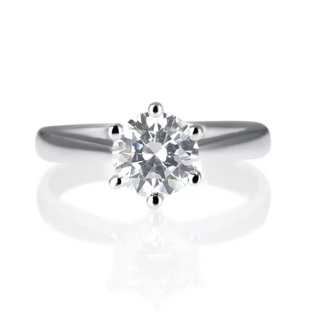 1 Carat Bridal Round Cut Diamond Engagement Ring F/I2-I3 14K White Gold 3