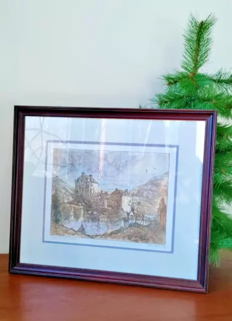 Michael Bond Original Signed Etching Framed Art Eilean Donan Castle Scotland