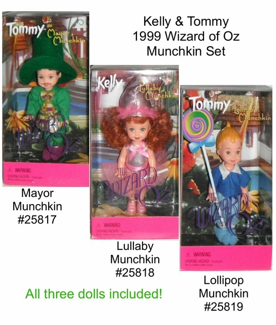 Barbie Wizard of Oz Munchkins Kelly Lullaby, Mayor & Lollipop Kid Tommy 3 Dolls