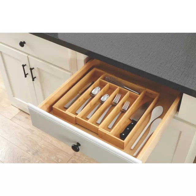 Better Homes & Gardens Natural Bamboo Expandable Silverware Organizer Holder