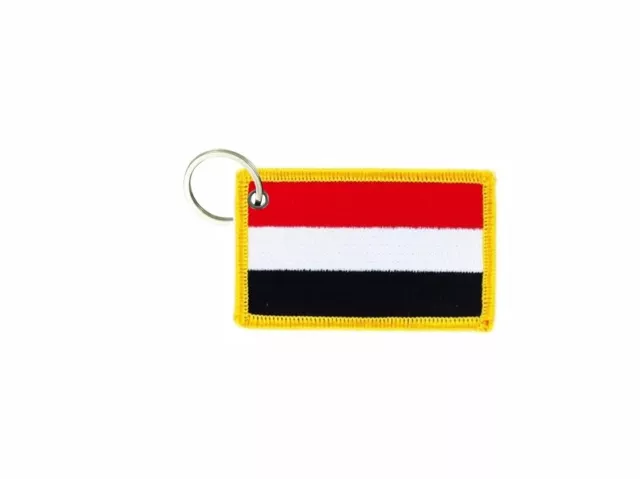 Keychain keyring embroidered embroidery patch double sided flag yemen