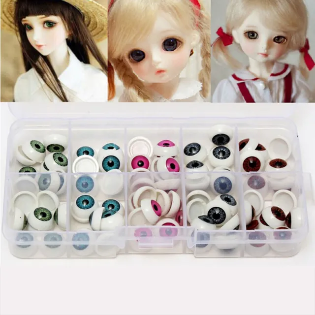 10 Pairs/Set 12mm Doll Eyeballs Half Round Acrylic Eyes for DIY Doll Bear~m'