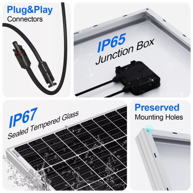 300W 12V Solar Panel Kit 1.2KWh 20A Charger Controller For Boat RV Roof Home 3