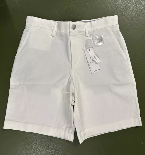 Lacoste Mens Regular Fit Cotton Gabardine Bermuda Shorts White 30 Cotton Stretch