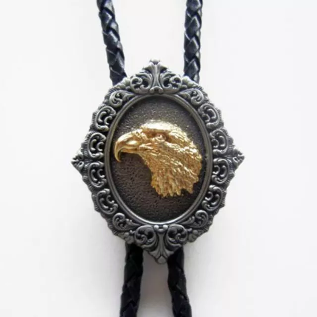 Bolo Tie Adler- Kopf echt vergoldet, Eagle, Western, Bolotie