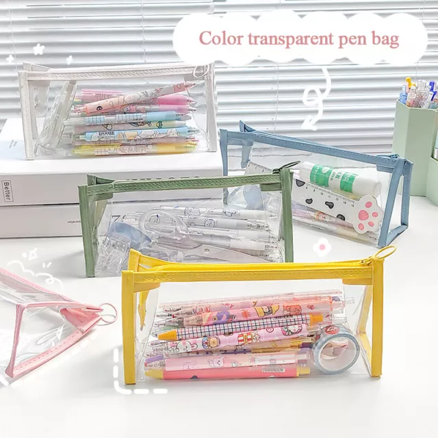 Groß Transparent Federmäppchen Stift Tasche Schule Vorräte Make-Up Kids Stude E