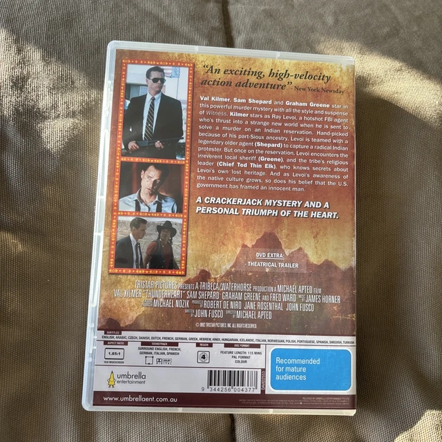 THUNDERHEART DVD VAL Kilmer Region 4 Vale Kilmer Sam Shepard Michael