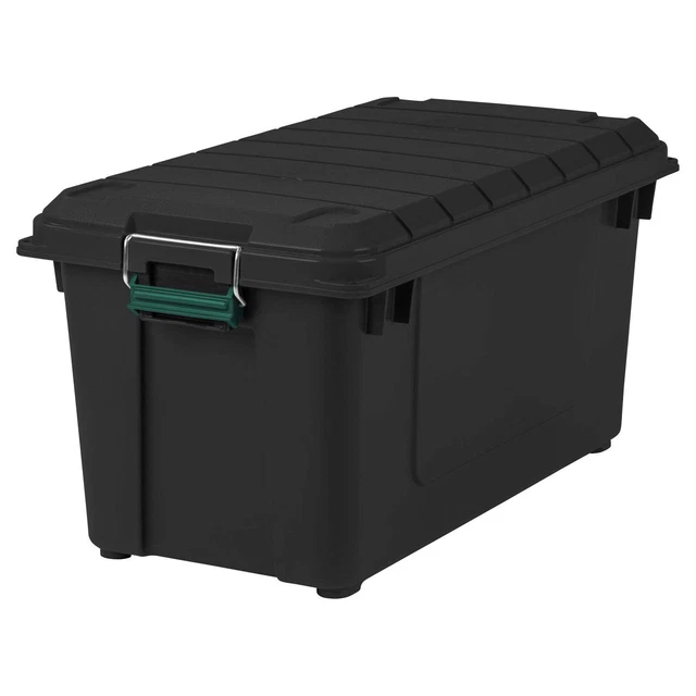 21 Gallon Heavy Duty Gasket Storage Tote w/Metal Latches, Black, Set of 4