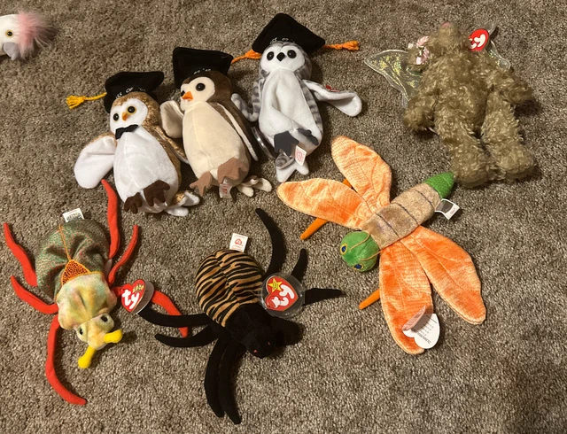 Ty beanie babies Rafaela 93,Spinner 02,Glow 00,Scurry 00,Wise 98,Wisest 00,Wiser