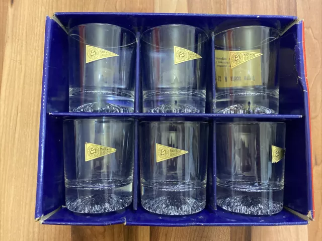 set of 6 boxed RCR  royal crystal rock crystal whiskey glasses - alaska pattern