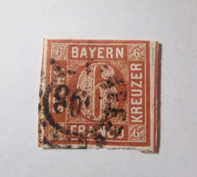 Briefmarken Königreich Bayern Altdeutschland SECHS Kreuzer Farbe braun