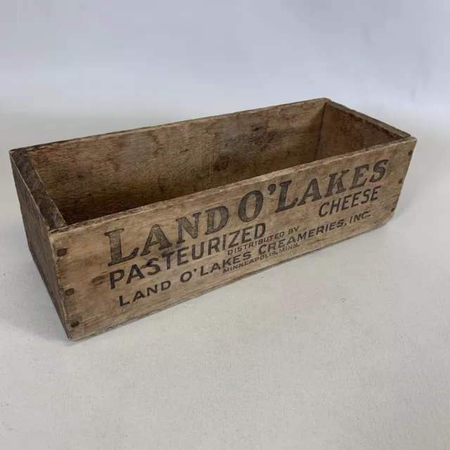 Commemorative LAND O'LAKES Pasteurized Cheese Wooden Box Crate - 12" X 4" X 4"