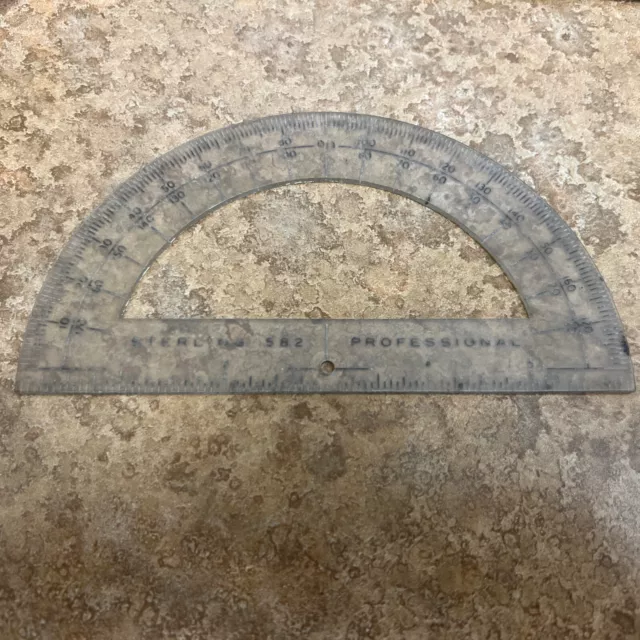 Vintage Clear Plastic Ruler w/ Built in Protractor and Triangles