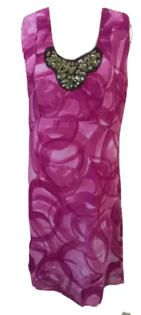 Simply Vera Vera Wang Womens  Dress Small  Pink Multicolored Bead Scoop Neckline