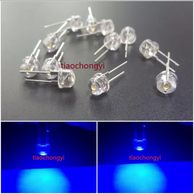 100PCS DIP LED 8mm Blue 460nm 0.5 Watt Wide Angle Bright High Power LEDs 0.5w