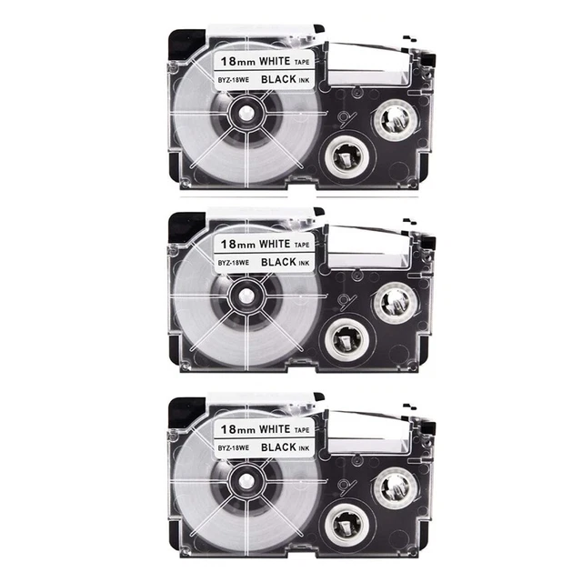 3-Pack Label Tape Compatible XR-18WE XR18WE for Label Maker Tape 18mm for E F5K6