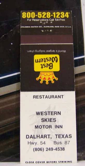 Rare Vintage Matchbook Cover K2 Dalhart Texas Western Skies Best Motor Inn