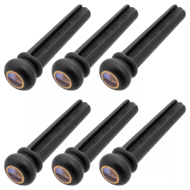 6pcs Set Bridge Pins Ebony With Light Abalone Dot Acoustic Guitar String Part