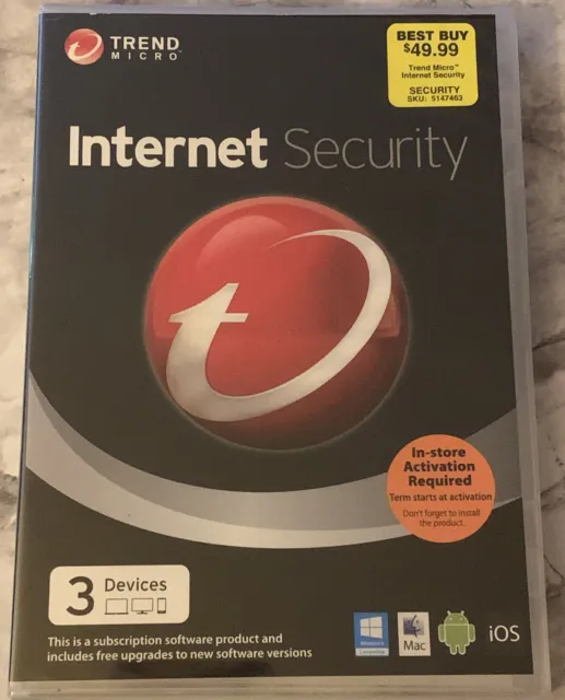 Trend Micro Internet Security (Windows 8/Mac/And/iOS, 3 Devices Protected) NEW