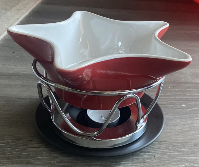 Juego de fondue de chocolate atmósfera estrella roja mini 8 oz vela de tealita 4 piezas