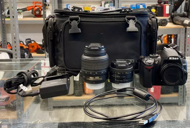 Nikon D3000 10.2MP DSLR Camera Kit W 18-55mm Lens, Case, Battery, Charger