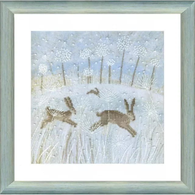 Counted Cross Stitch Kit Winter hares DIY Unprinted canvas