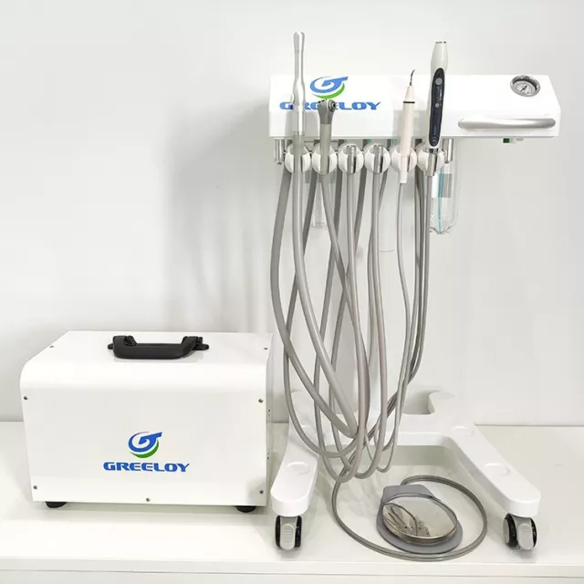 Greeloy Portable Mobile Dental Delivery Unit Cart System with Air Compressor