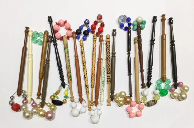 Lacemaking bobbins with Spangles x 10.