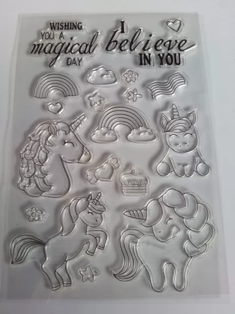 Dream Unicorn Rainbow Clear Stamps Cardmaking Scrapbooking Journal Home Decor