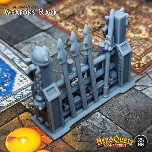 25mm Weapons Rack HeroQuest Compatible HD Dungeon Terrain Miniature