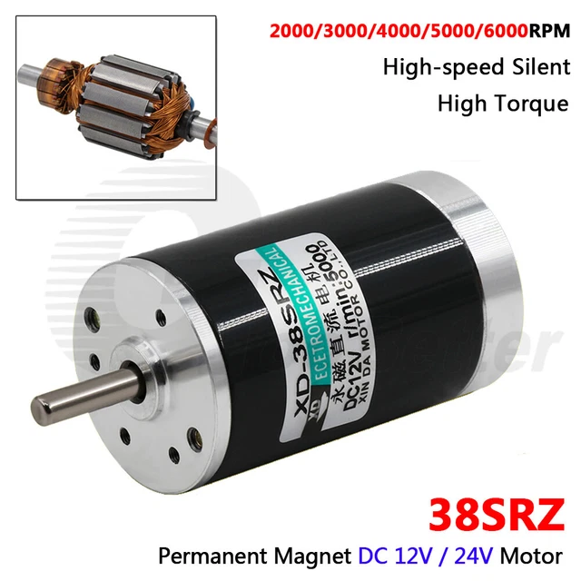 38mm Micro DC 12V/24V High-speed Silent Motors 2000/3000/4000/5000/6000RPM 38SRZ