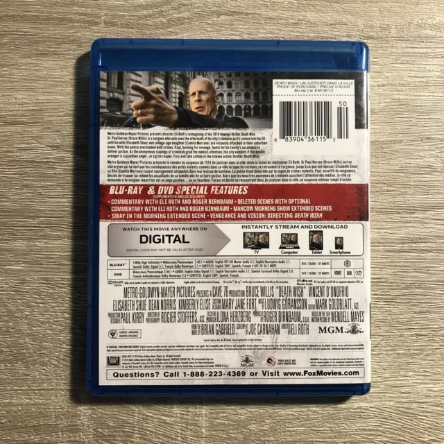 Death Wish (Bluray Disc Only) Bruce Willis, Vincent D'Onofrio, Eli Roth 2
