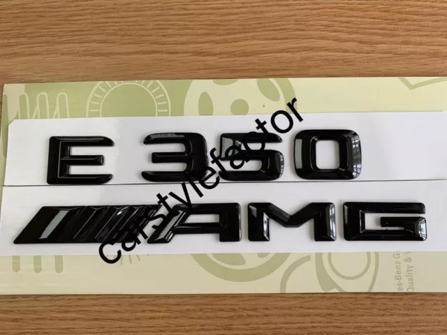 Gloss Black Badge Emblem for Mercedes E Class E350 AMG Rear Boot Trunk (Adhesive