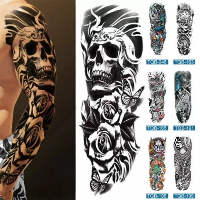 Waterproof Temporary Tattoo Sticker Full Arm Leg Large Body Art Cool Rock Decal